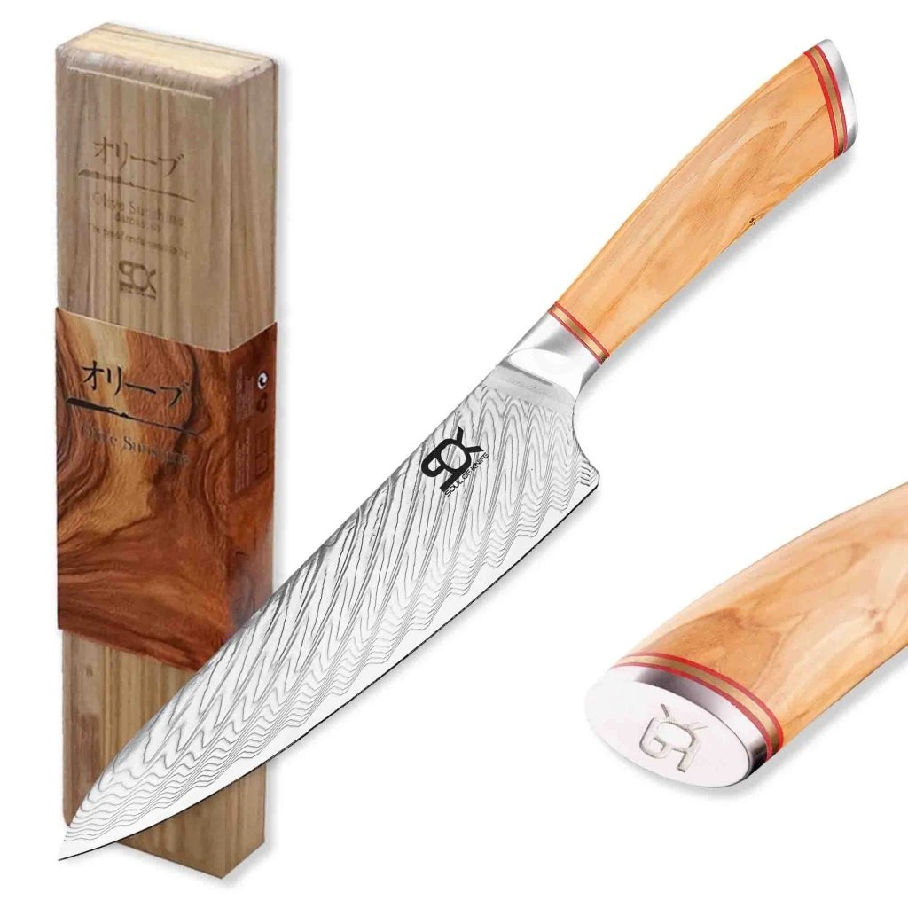 foto Kucha�sk� n�� Chef 205 mm SOK Olive Sunshine Damascus